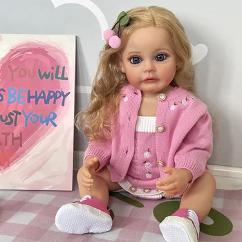 55CM Pilna Ķermeņa Silikona Princeess Suesue Atdzimis Toddler Spilgti Roku darbs 3D Ādas Vairākiem Slāņiem Krāsošana Meitene Dāvanas