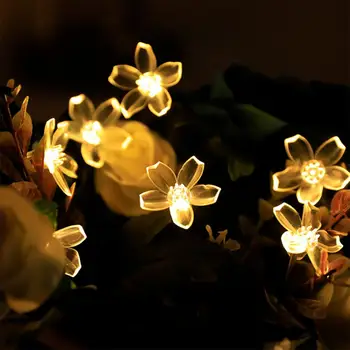5M/12M Sakura Saules String Gaismas Vainags Zālienu Lampas Ūdensizturīgs Ziemassvētku Dārza LED Ķiršu Ziedu Pasaku, Āra Apgaismojums Dekori