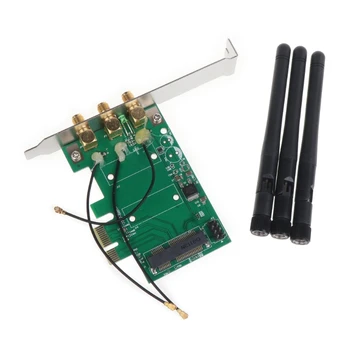 Bezvadu Wifi Karte Mini PCIE Uz PCI-E 1X Rakstāmgalda Piederumi Adapteri Antenas, Datoru Daļu Adapteri
