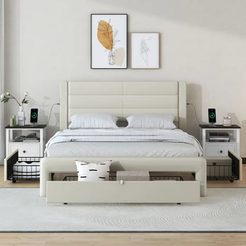 Moderns dizains guļamistabas mīkstās platformas gultas vienvietīgas gultas, divguļamās gultas, pieaugušo un pusaudžu gultas, uzglabāšanas gultas ar atvilktnēm