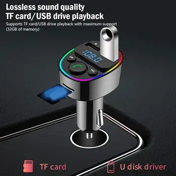 Automašīnas FM Raidītājs Bluetooth 5.3 Fast Charger Mūzikas Audio Dual USB Portu, MP3/WMA A2DP Tipa C Player Funkcija Zvanot Rokās-F J7M5
