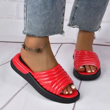 Platforma Chunky Papēži Čības Sieviešu Kurpes 2023 Vasarā Jaunas Konstrukcijas Slaidi Gadījuma Sandales Pludmale, Āra Kurpes Zapatos Mujer Karstā
