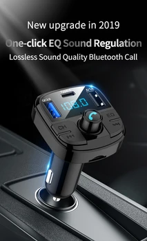 Ātri Uzlādēt 3.0 FM Raidītājs Automašīnas Bluetooth 5.0 FM Radio Modulators Automašīnas Komplekta VEIDS-C Dual USB Automašīnas Lādētājs Brīvroku sistēma, MP3 Atskaņotājs