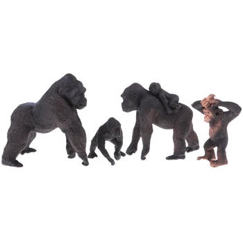 4gab/Set Gorilla Modeli Meža Zooloģiskā dārza Dzīvnieki Skaitļi Playset